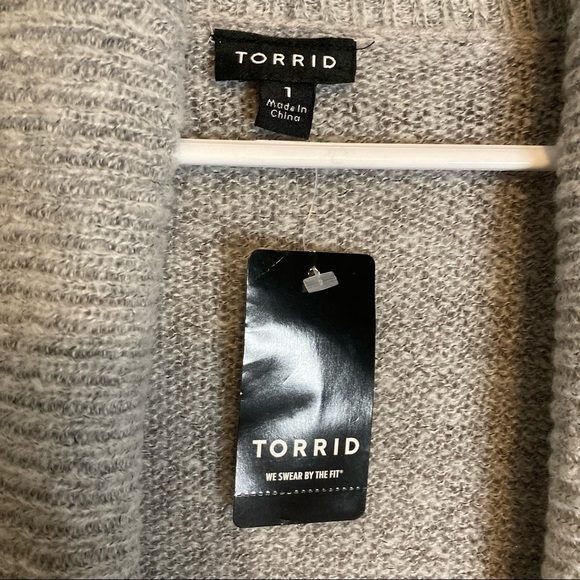 TORRID Grey Pointelle Knit Open Front Cardigan - Picture 9 of 11